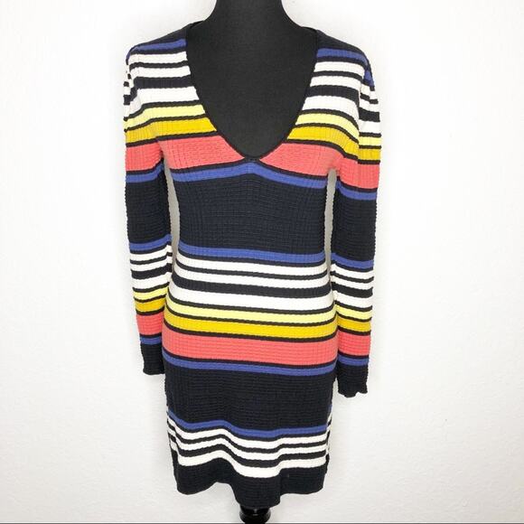 Free People Gidget black white colored striped ribbed knit dress Extra Small XS - Picture 3 of 14